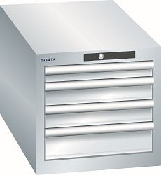 LISTA Schubladenschrank 18x36E (BxTxH) 411x725x383mm AUTO Lock, Lichtgrau, 4 Schubladen, Fronthöhen: 50 - 100 mm, 78.441.020.A