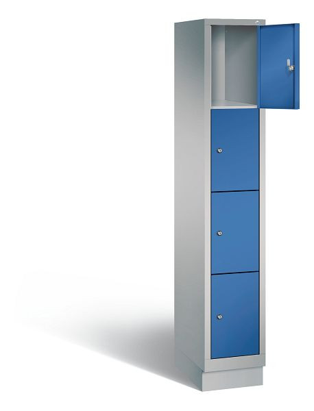 C+P Schließfachschrank Evolo, H1800xB320xT500mm, Farbe: Weißaluminium / Enzianblau, 48020-104 S10140