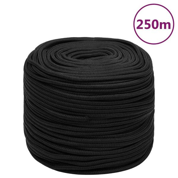 vidaXL Bootsseil Schwarz 8 mm 250 m Polypropylen, 152504