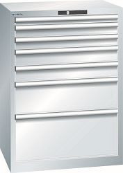 LISTA Schubladenschrank 36x27E (BxTxH) 717x572x1000mm KEY Lock, Lichtgrau, 7 Schubladen, Fronthöhen: 50 - 300 mm, 78.580.020