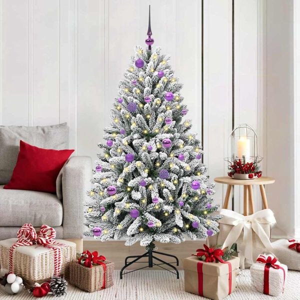 vidaXL Künstlicher Weihnachtsbaum Grün und Weiß 150 cm PVC und Metall, 3395745