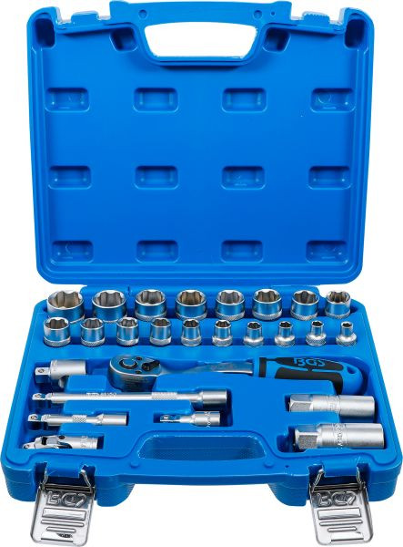 BGS Steckschlüssel-Satz Wellenprofil, Antrieb 10 mm (3/8"), 26-teilig, 2227