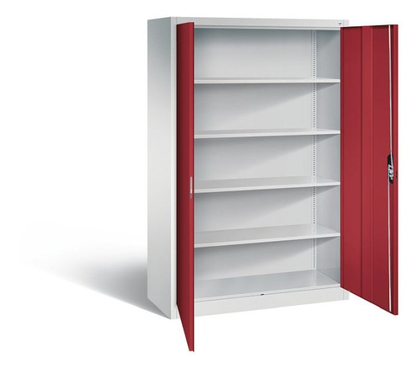 C+P Büroschrank Acurado, H1950xB1200xT500mm, Farbe: Lichtgrau / Rubinrot, Muldengriff, 5 OH, 9480-000 S10589