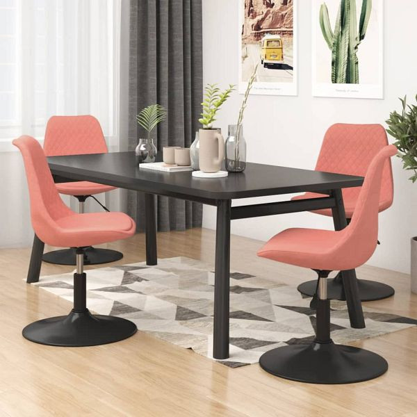vidaXL Esszimmerstühle 4 Stück Drehbar Rosa Samt, 338379