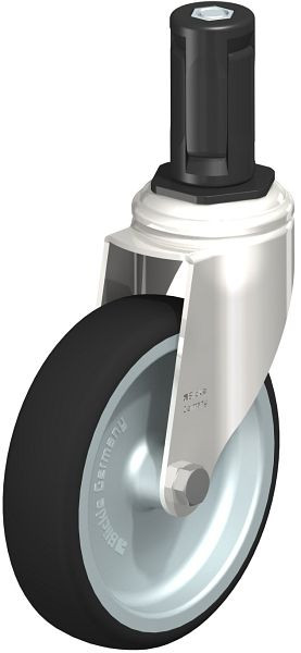 Blickle LKRXA-PATH 126G-11-EXR14 Edelstahl-Apparate-Lenkrolle mit Expander, Thermoplastisches Polyurethan, Grau, 853477