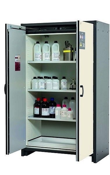 asecos Sicherheitsschrank Q-CLASSIC-30, Q30.195.116 in reinweiß RAL 9010 mit 3x Fachboden (Stahlblech), 31003-070-30005