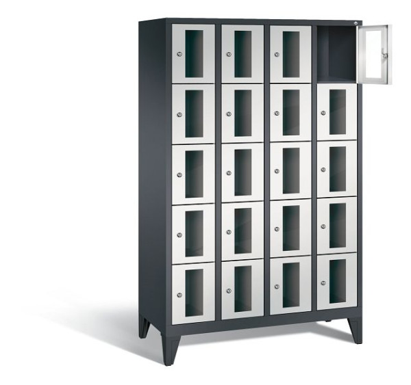 C+P Schließfachschrank Classic, H1850xB1190xT500mm, Farbe: Schwarzgrau / Lichtgrau, 8010A405 S10016
