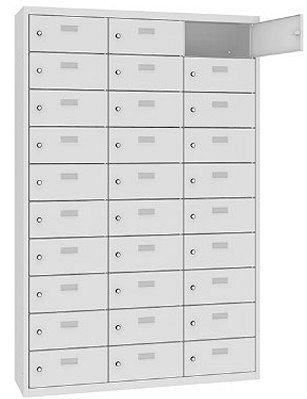 Eurobox Schließfach/Kantinenschrank stehend, 3 Abteile, 30 Fächer, Abteilbreite 425 mm, Tiefe 500 mm, 0902-117310