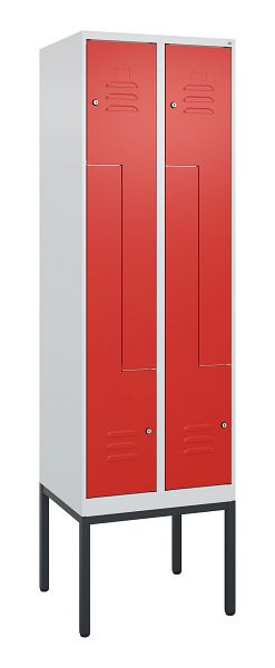 C+P Z-Spind Classic PLUS, Gestell, 4 Abteile, 2120x600x500mm, 7035/3020, Zylinderschlösser, 0800337-204 S10017