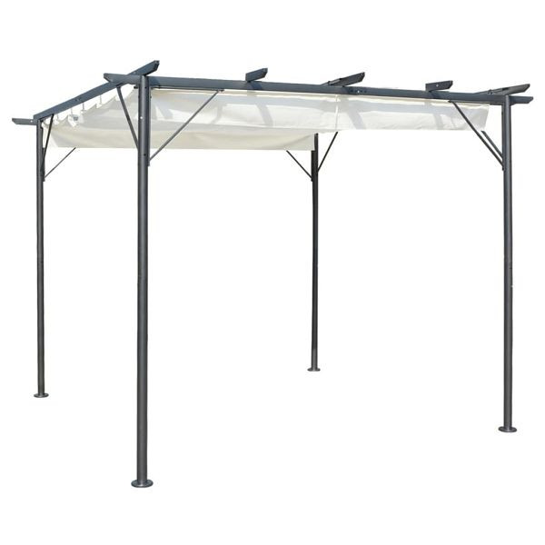 vidaXL Pergola mit Versenkbarem Dach Cremeweiß 3x3 m Stahl, 49325