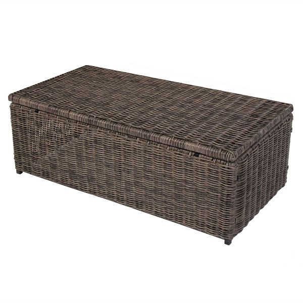 Mendler Modulares Poly-Rattan Alu-Sofa RomV 37x111x58cm, naturgrau, Couchtisch, PE-Platte, 34364