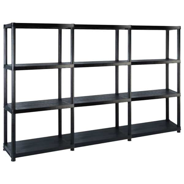 vidaXL Lagerregal mit 4 Böden Schwarz 183x30,5x130 cm Kunststoff, 3059855