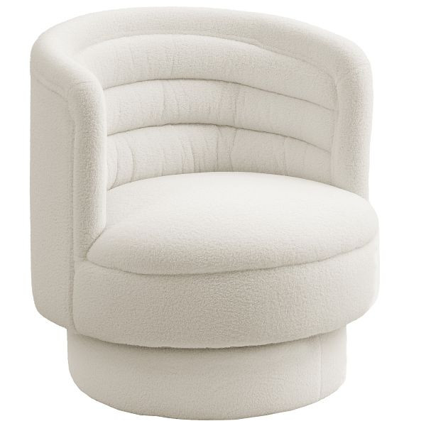 HOMCOM Drehbarer Polstersessel, mit Kautschukholzrahmen, für Wohnzimmer, Cremeweiß, 83B-382V00CW