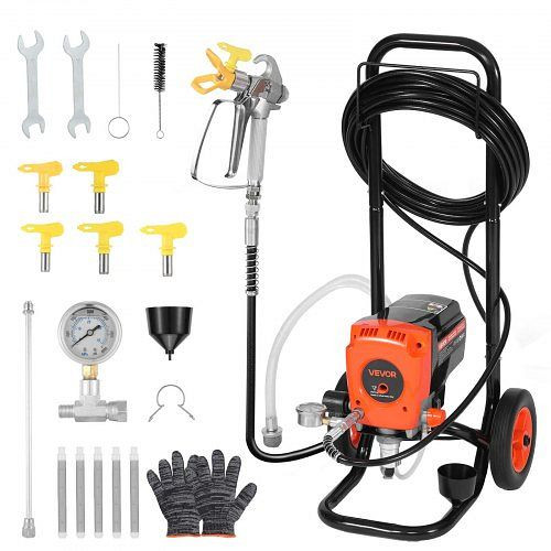 VEVOR Airless-Farbspritzgerät 900W 3300 psi mit Standfuß, Reinigungsbürste, Schlauch & Düsen, für Wohnungen & Gebäude, ZSSPTJ900W04UXQUL001V2