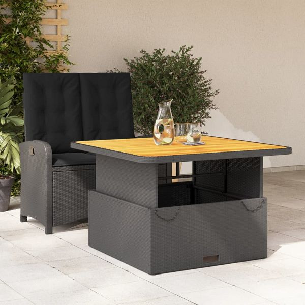 vidaXL 2-teilig Garten-Essgruppe mit Kissen Schwarz Poly Rattan, 3277331