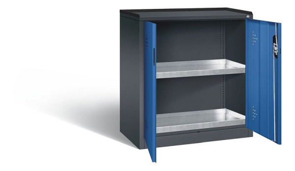C+P Umweltschrank Acurado, H1000xB930xT500mm, Farbe: Schwarzgrau / Enzianblau, Muldengriff, 8821-315 S10191