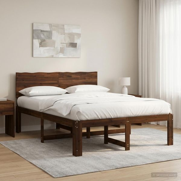 vidaXL Doppelbettgestell mit Kopfteil ROSTOCK Dunkelbraun 150 x 200 cm, 3405449