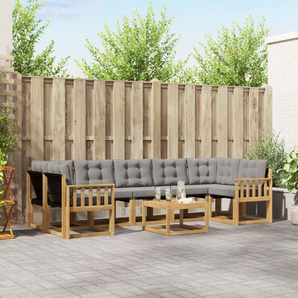 vidaXL Outdoor-Sofagarnitur mit Kissen 8-teilig Weiß und Hellgrau, 3389305