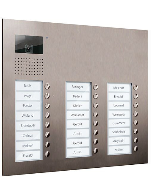 TCS Video Außenstation Serie AVU mit 24 Klingeltasten (rechtsbündig), 3-spaltig, UP Edelstahl, AVU16240-0030