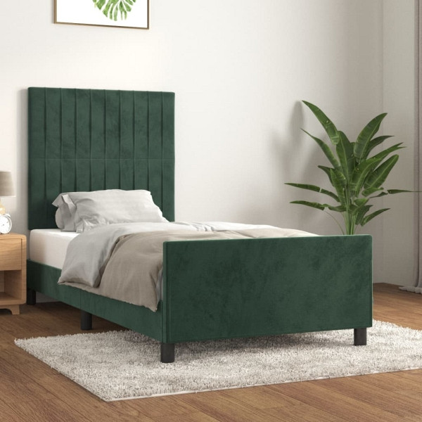 vidaXL Bettgestell mit Kopfteil Dunkelgrün 100x200 cm Samt, 3125864