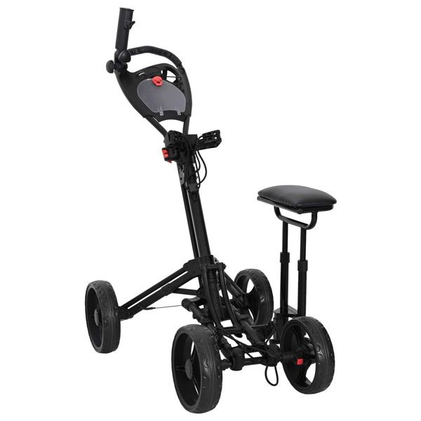 vidaXL Golf-Dolly mit Sitz Schwarz Aluminium Klappbar, 42033589