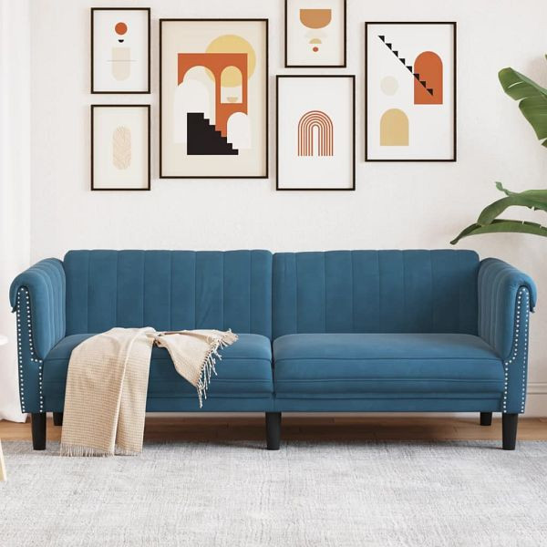 vidaXL Sofa 3-Sitzer Blau Samt, Füllung: Schaumstoff, 372593