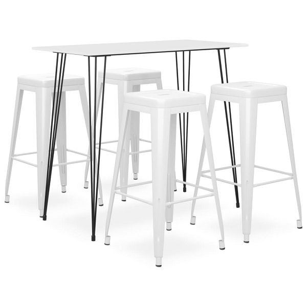 vidaXL 5-tlg. Bar-Set Weiß, Top-Qualität, modern, zeitgemäß, 3057402