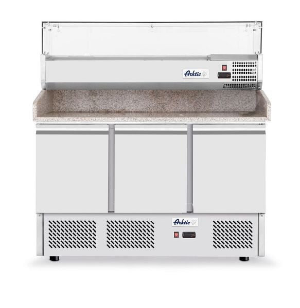 Arktic Pizzatisch, dreitürig mit Aufsatzkühlvitrine 380+40L, -2/8°C 230V/400W, 232033
