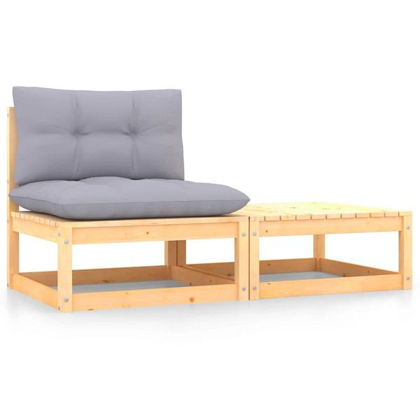 vidaXL 2-teilig Garten-Lounge-Set mit Kissen Kiefer Massivholz, 805760