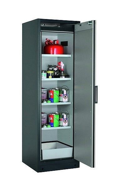 asecos Sicherheitsschrank Q-CLASSIC-90, Q90.195.060.FU.WDCR in lichtgrau RAL 7035 mit 4x Fachboden (Stahlblech), 34619-041-34768