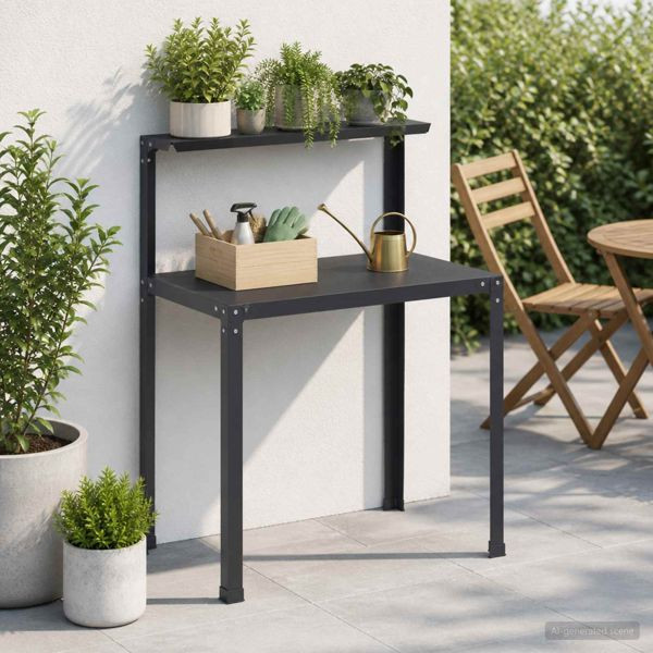 vidaXL Pflanztisch 60 x 50 x 104 cm Pulverbeschichteter Stahl Schwarz, 8014911
