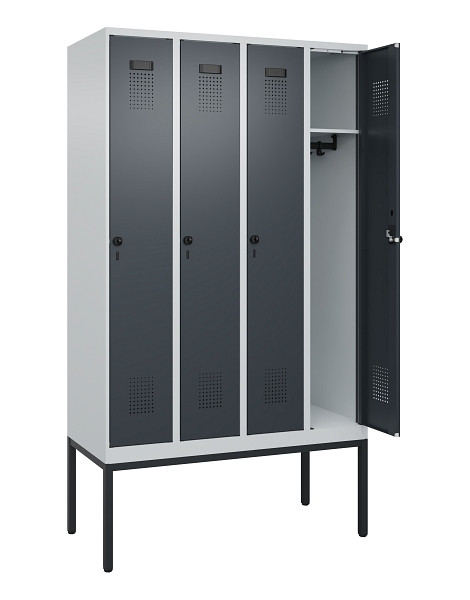 C+P Spind Evolo PLUS, Gestell, 4 Abteile, 2120x1200x500mm, 7035/7016, Verschluss Drehriegel, Ablageböden 4, 0490307-40 S10012