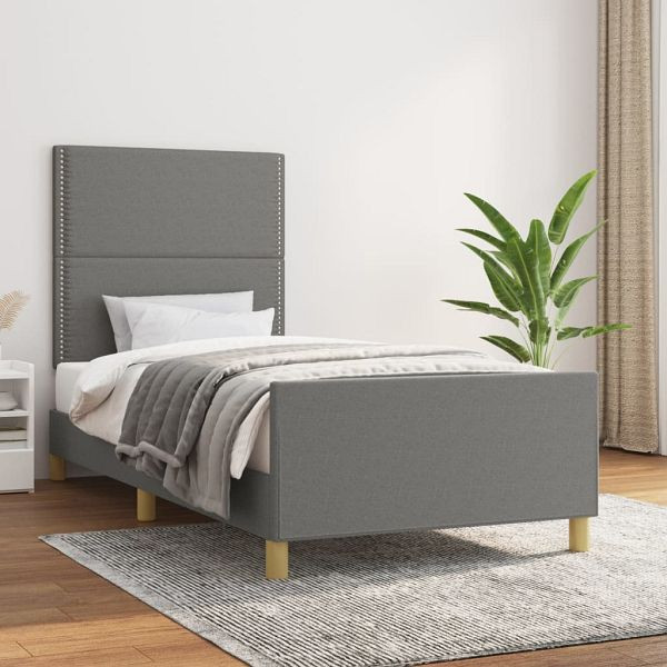 vidaXL Bettgestell mit Kopfteil Dunkelgrau 100x200 cm Stoff, 3124953