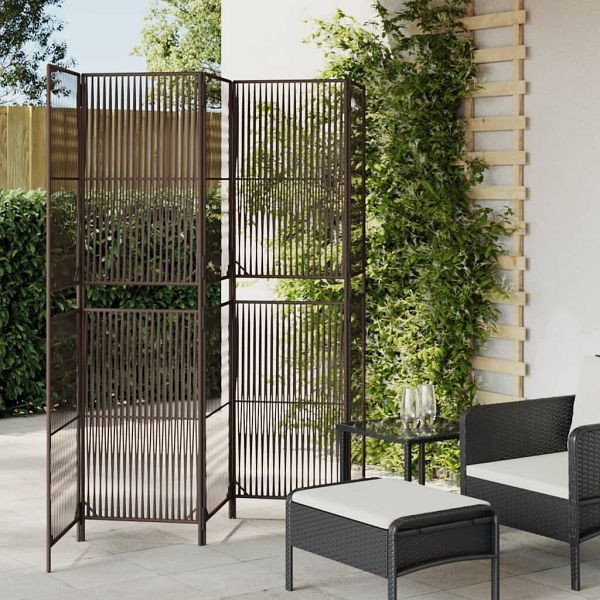 vidaXL Paravent 5-tlg. Braun Poly Rattan, beschichteter Stahl, 365381