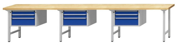 ANKE Werkbänke Kombiwerkbank, Modell 643 V, 4050 x 700 x 890 mm, RAL 7035/5010, KSP 40 mm, 411.637