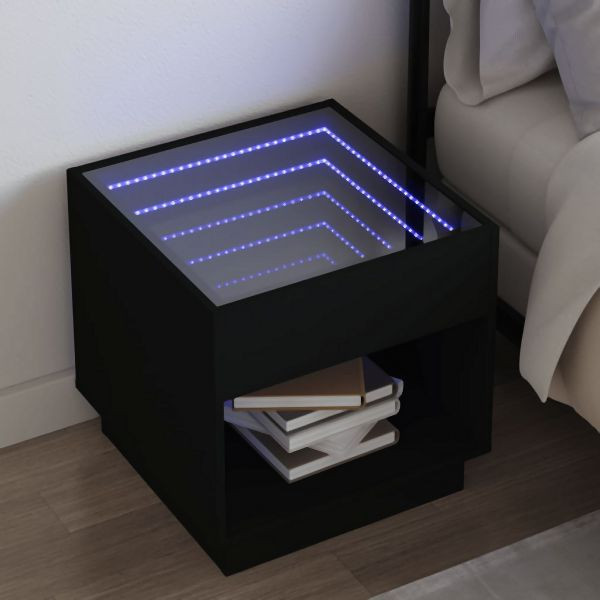 vidaXL Nachttisch mit Infinity-LED Schwarz 50x50x50 cm, 3284085