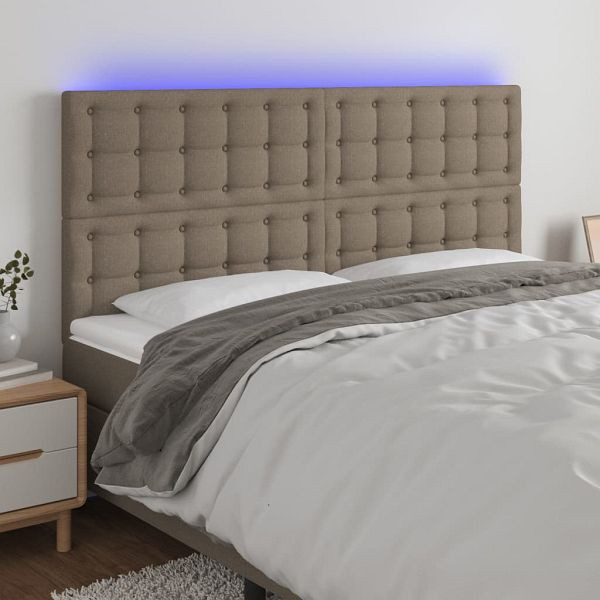 vidaXL LED Kopfteil Taupe 160x5x118/128 cm Stoff, 3122868