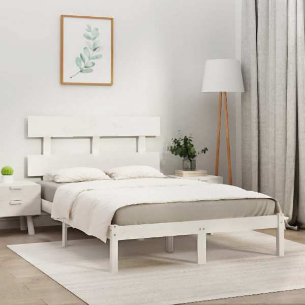 vidaXL Massivholzbett Weiß 180x200 cm, 3104689, 8720287034391
