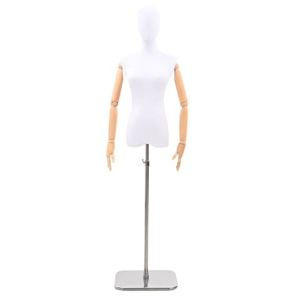 vidaXL Verstellbare Mannequin 165-213 cm mit Fuß Weiblich PP Weiß, 42041699
