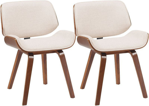 CLP 2er Set Besucherstuhl Beverley Stoff, walnuss/creme, 328505