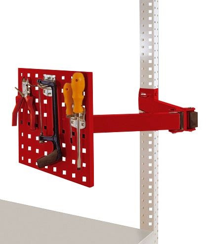 Manuflex Werkzeugträgerplatte für UNIVERSAL und PROFI, BxH 305 x 305 mm, mit Doppelgelenk-Schwenkausleger, Rubinrot, ZB3567.3003