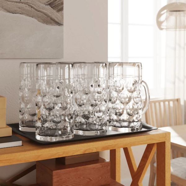 vidaXL Bierkrüge mit Henkel Glas 6 Stück 1000 ml, 4005747