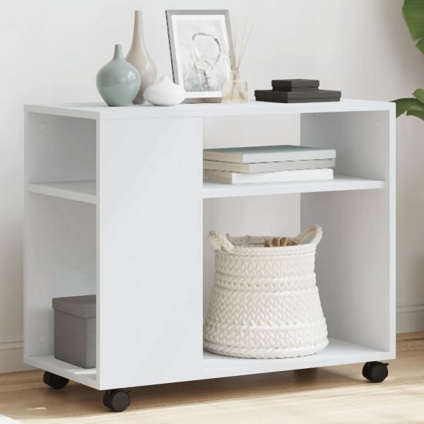 vidaXL Beistelltisch mit Rollen Weiß 70x35x60 cm Holzwerkstoff, 853146