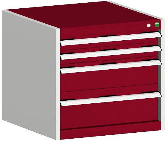 bott cubio Schubladenschrank bestückt mit 4 Schubladen BxTxH: 650 x 525 x 600 mm, RAL 7035/3004, 40011040.24V