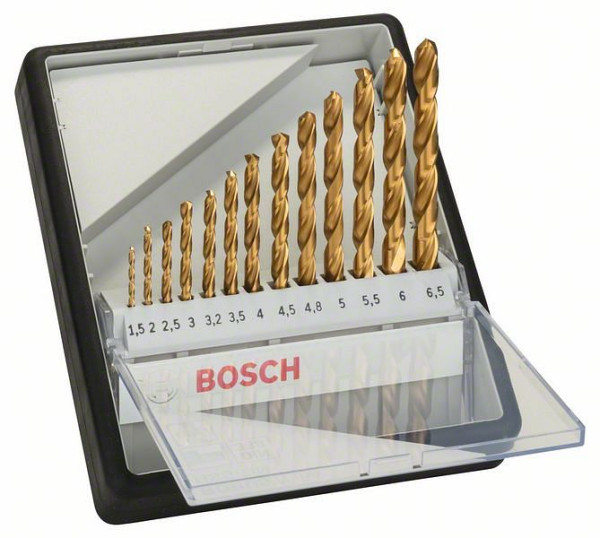 Bosch Metallbohrer-Set Robust Line HSS-TiN, 135°, 13-teilig, 1,5 - 6,5 mm, 2607010539