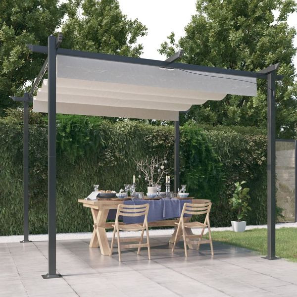 vidaXL Pavillon mit Ausziehbarem Dach 3x3 m Creme, 318534