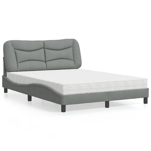 vidaXL Bett mit Matratze Hellgrau 140x190 cm Stoff, 3208527