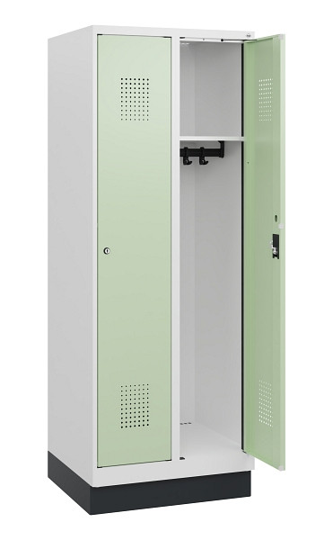 C+P Spind Evolo PLUS, Sockel, 2 Abteile, 1630x600x500mm, 9016/6019, Zylinderschloss, 0490205-20 S10046