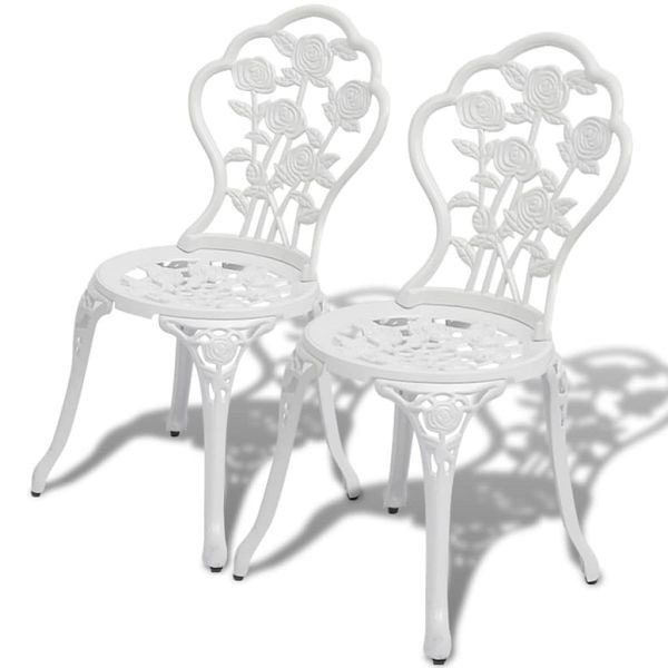 vidaXL Bistro-Stühle 2 Stück Aluminiumguss Weiß, 43176, 8718475507390