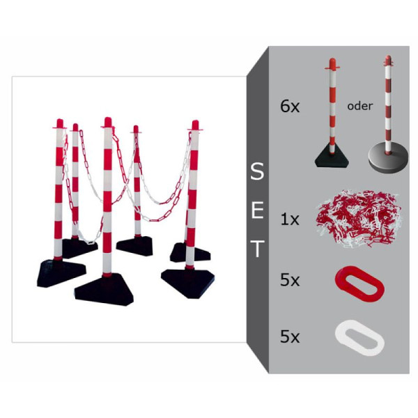 Stein HGS Kettenpfosten 6er-Set -Cloud-, Achteck-Fuß (Ø 300mm), Fuß befüllbar, 4041kbset